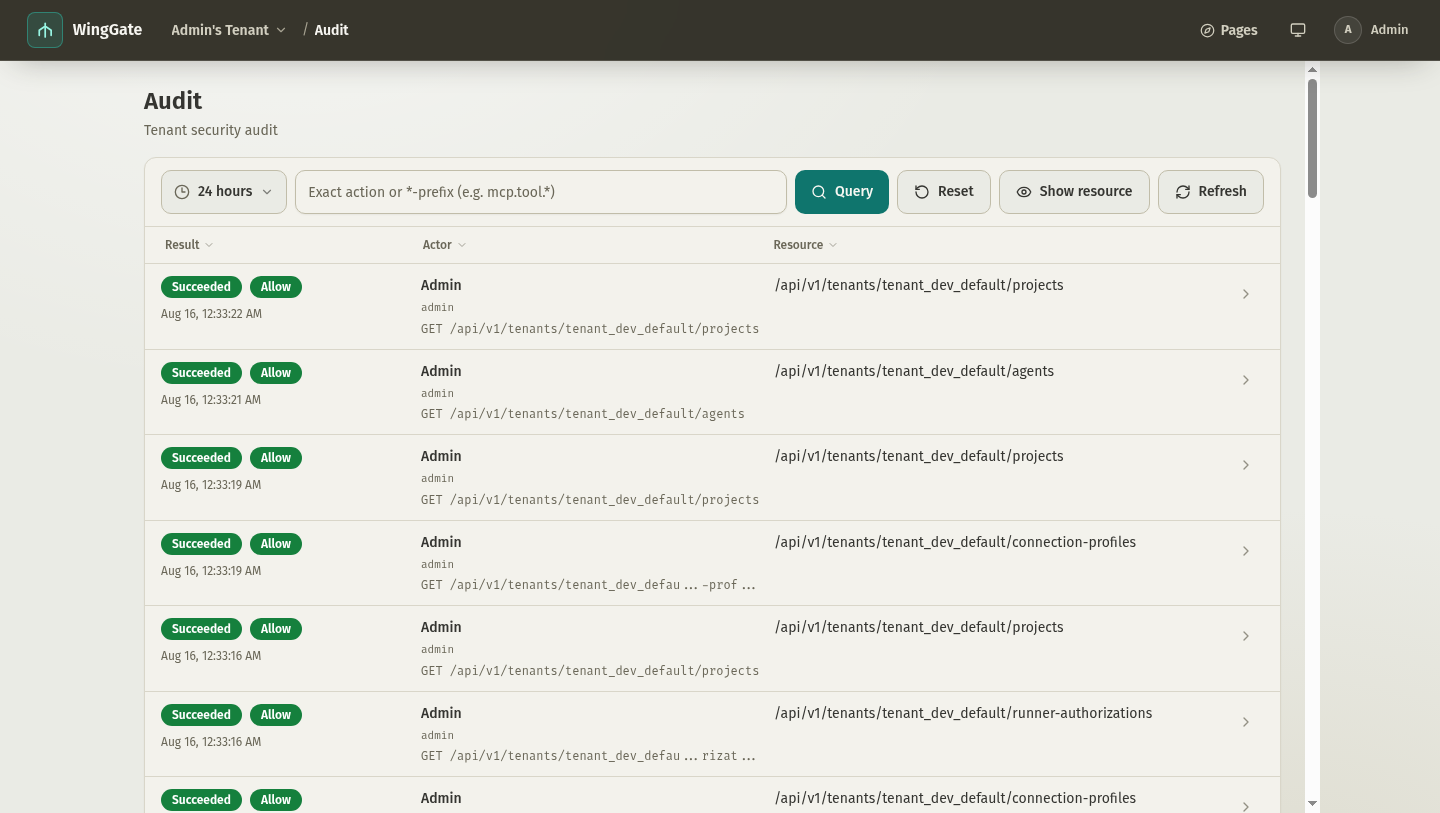 Audit page