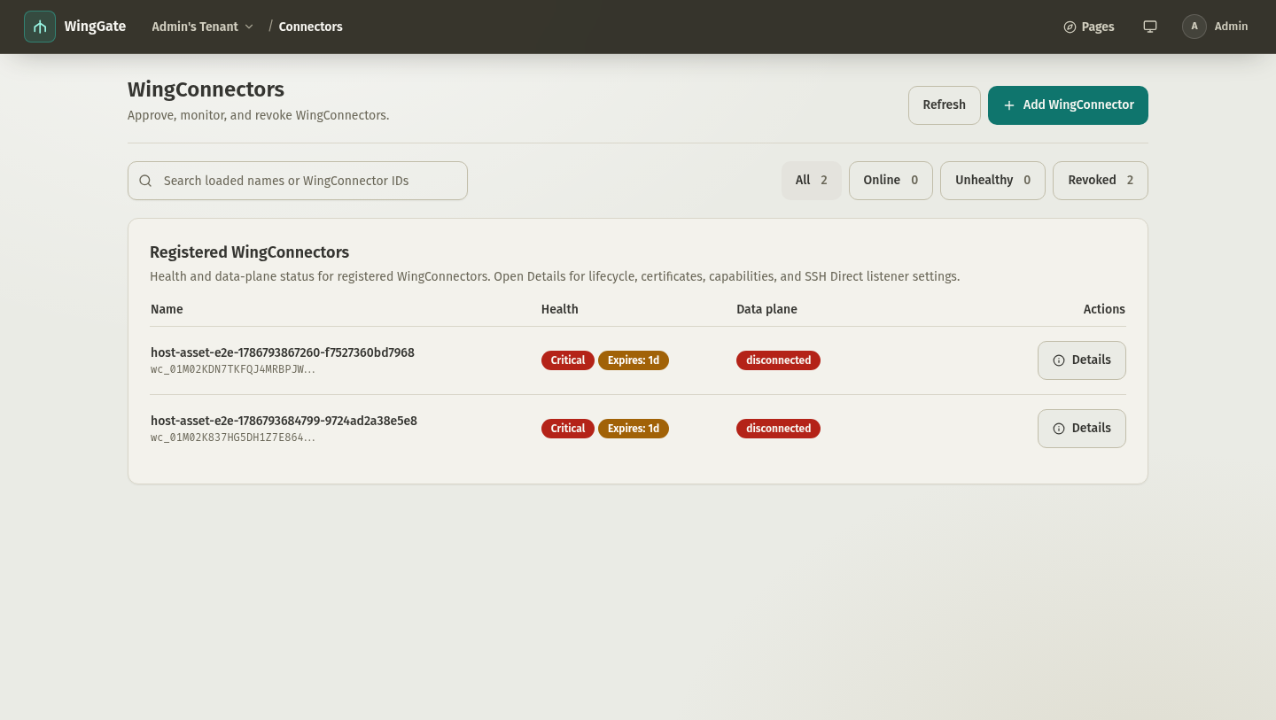 Executors list in the console
